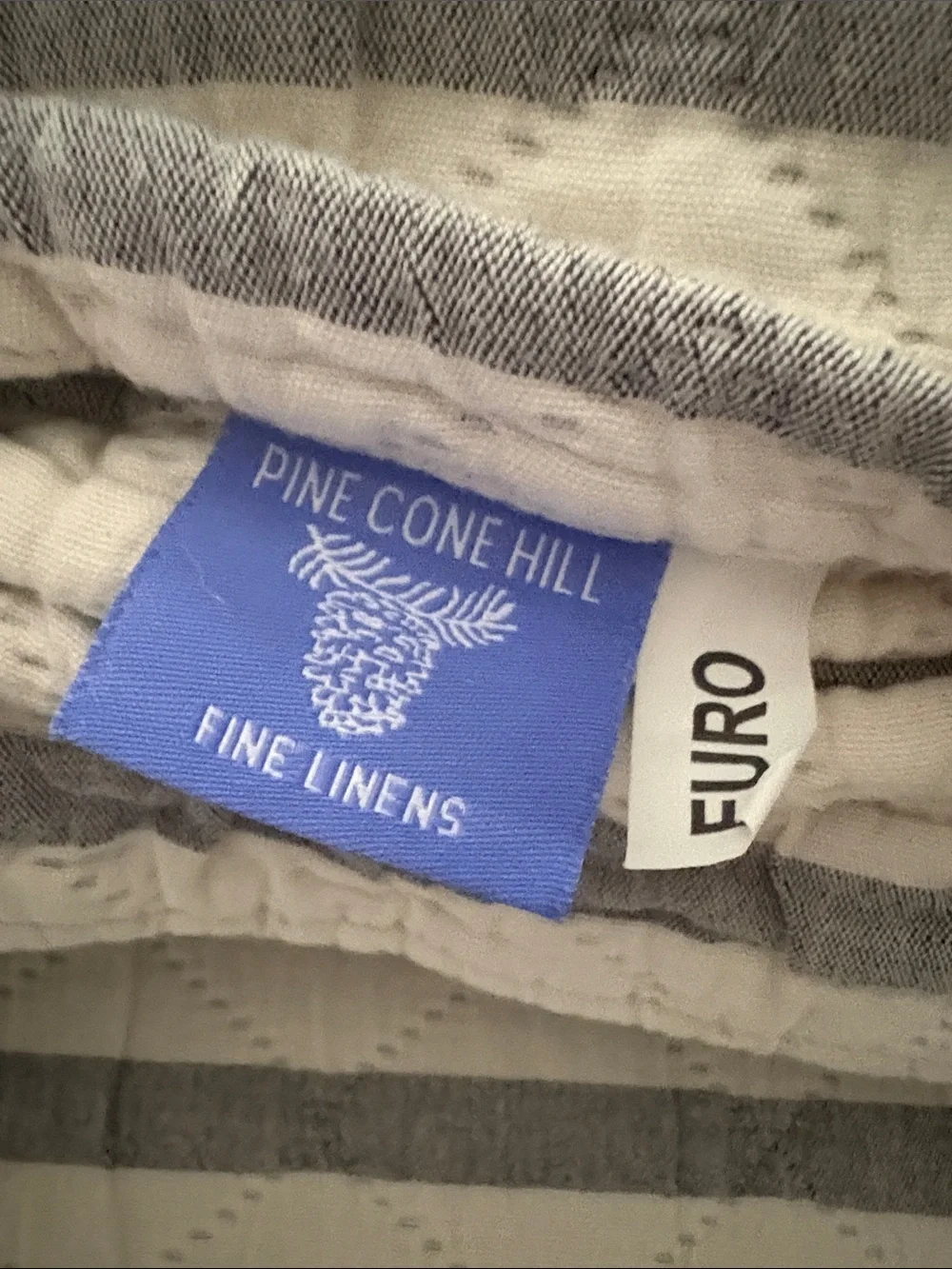 Pine Cone Hill Quilt Set Full/Queen Size, Gray Stripe Pattern